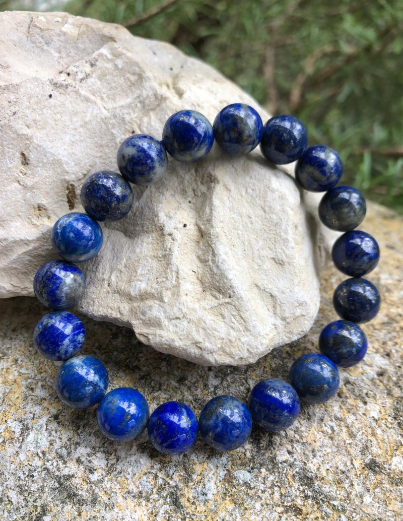 Boutique ésotérique en ligne - Bracelet en pierre Lapis Lazuli avec perles 10mm