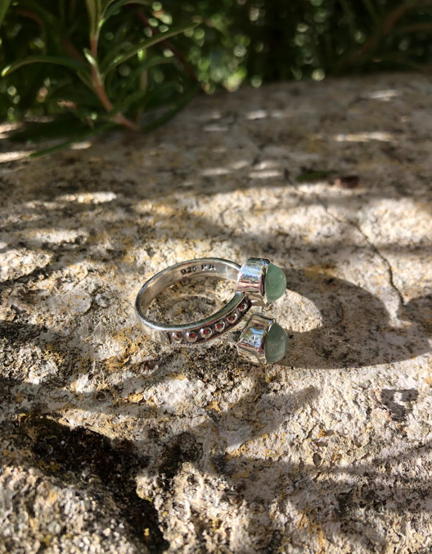 Bague Sybil en Argent et Aventurine Verte