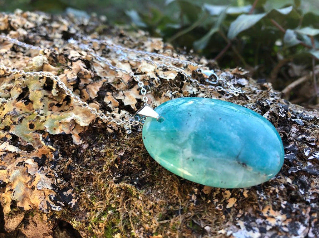 Boutique ésotérique - Pendentif PIerre ovale en Amazonite - SOEURS