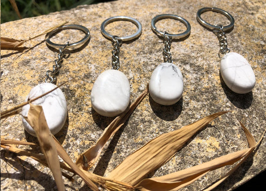 Boutique de lithothérapie en ligne - Porte clés en Pierre naturelle Howlite - SOEURS