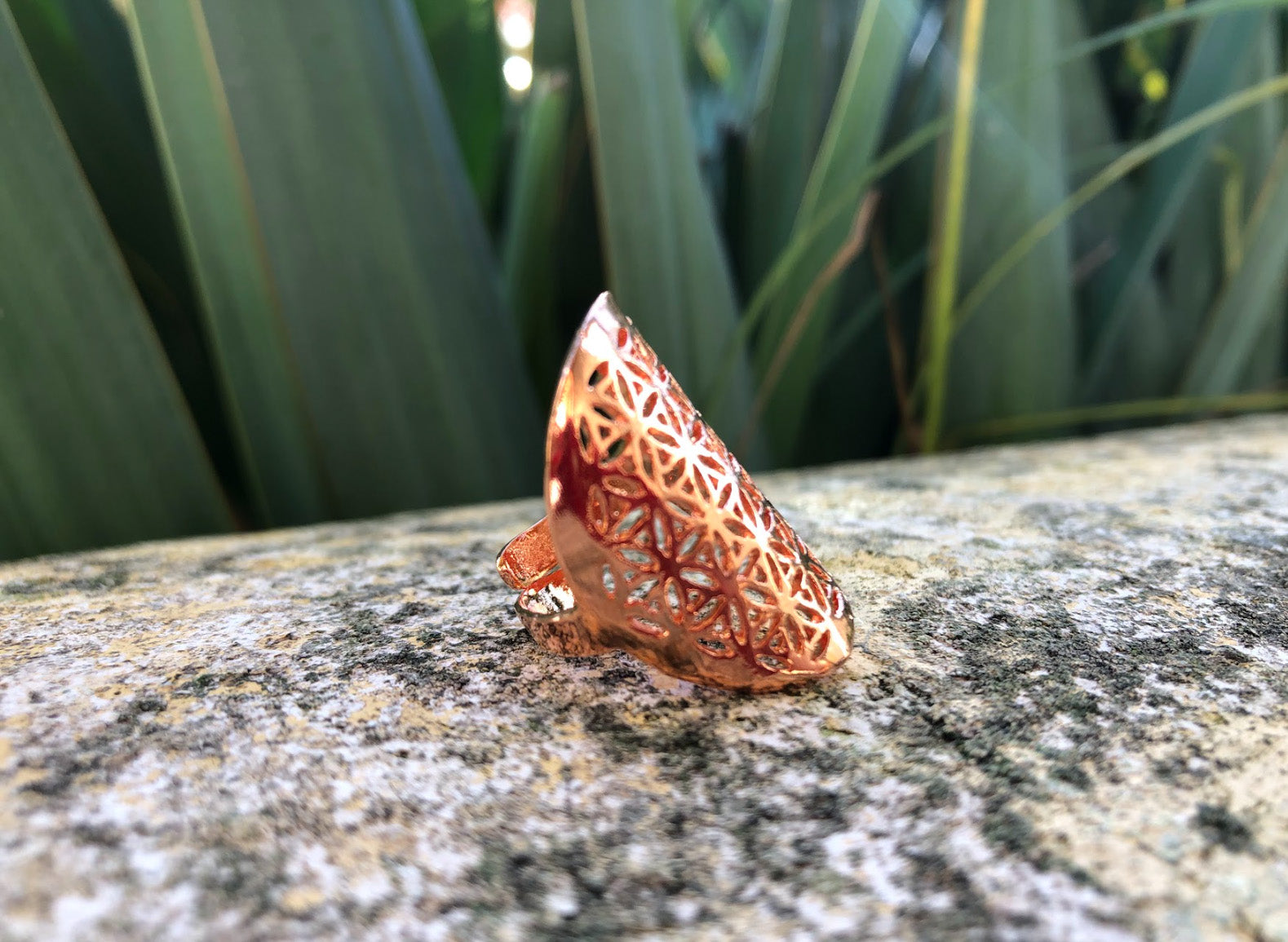 Boutique ésotérique - Bague Argent rosé motif Fleur de Vie - SOEURS