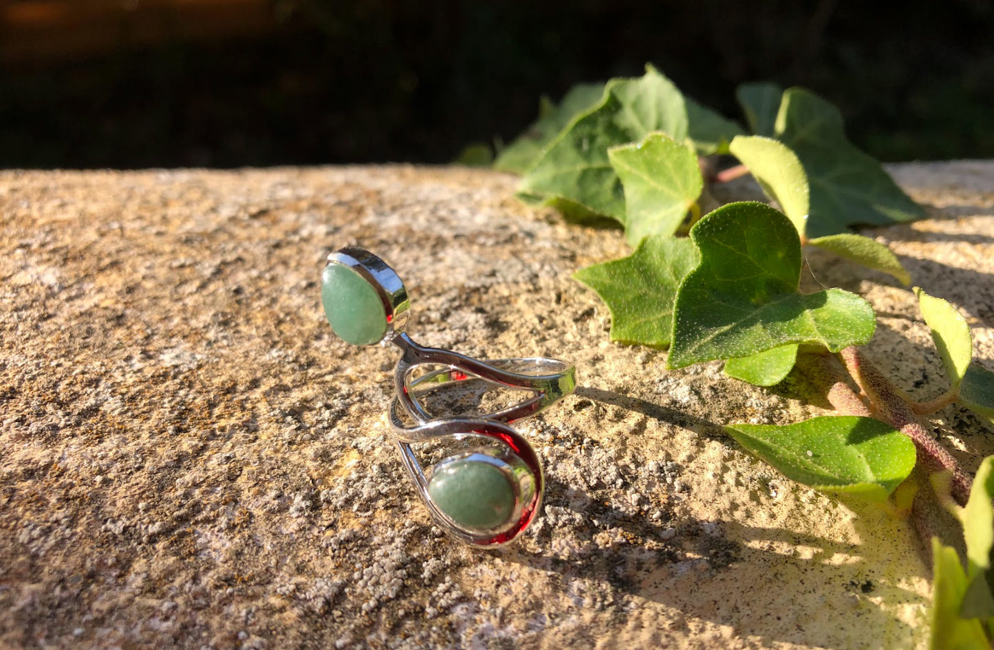 Boutique ésotérique - Lithothérapie Bague Argent et Aventurine - SOEURS