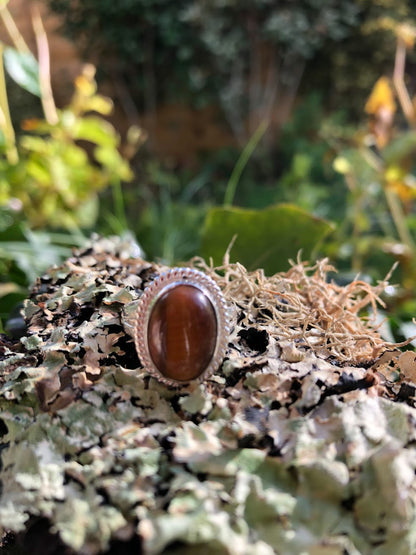 Boutique ésotérique - Lithothérapie Bague Argent et Oeil de Tigre Orion - SOEURS