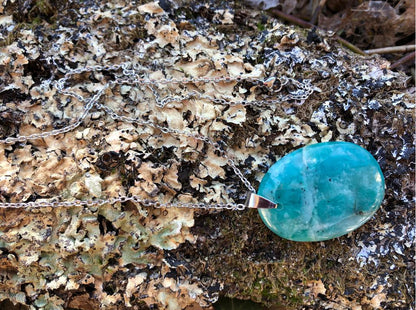 Boutique ésotérique - Pendentif oval en Pierre Amazonite - SOEURS