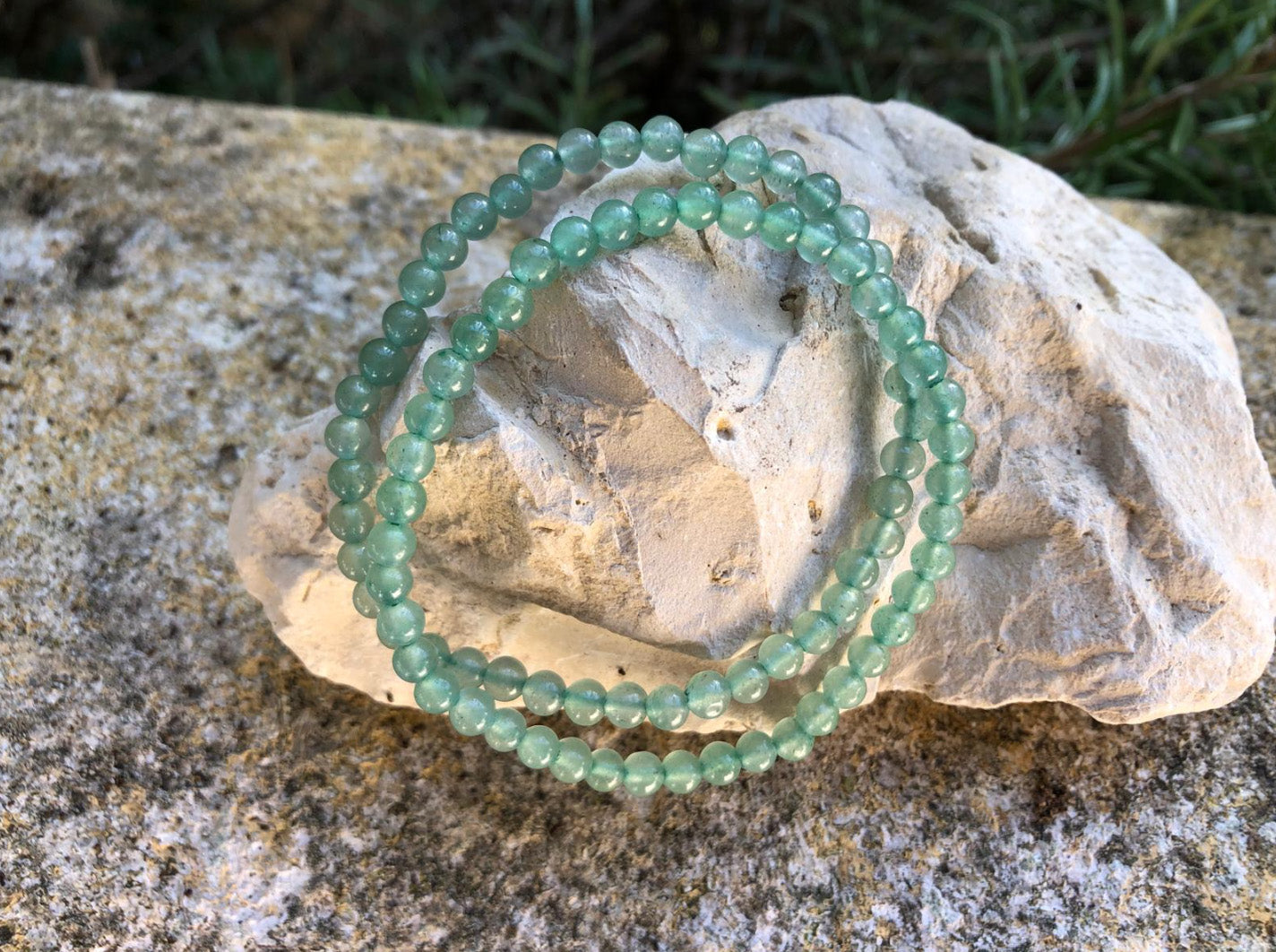 Boutique ésotérique en ligne - 2 Bracelets en pierre Aventurine Verte (perles 04mm)