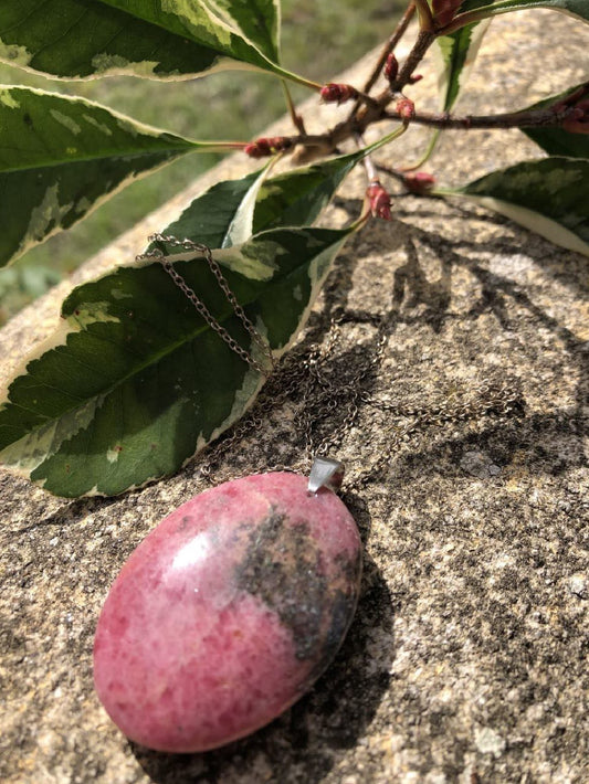 Boutique ésotérique - Lithothérapie Rhodonite Pendentif en Pierre - SOEURS