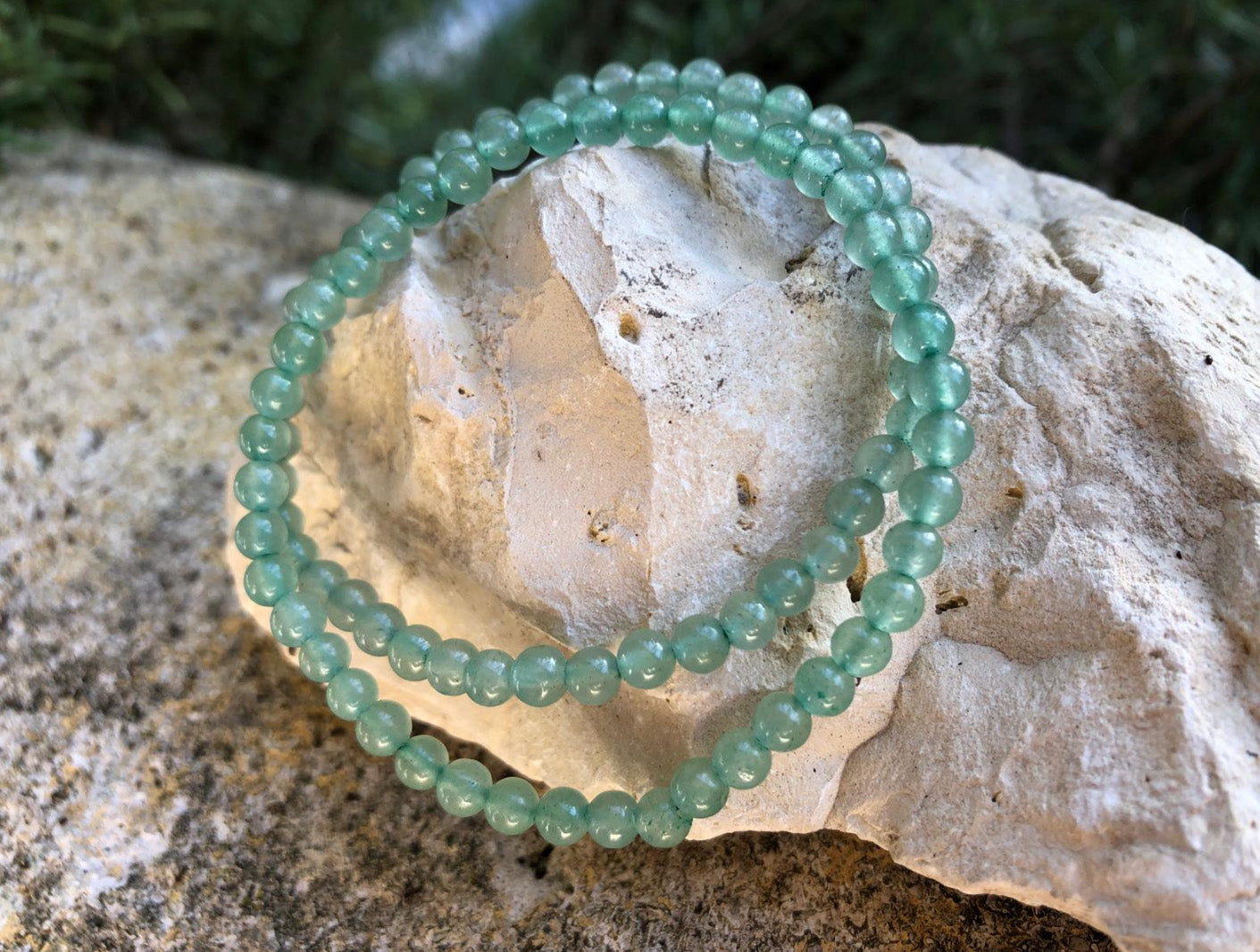 Boutique ésotérique en ligne - Bracelet en pierre Aventurine Verte (perles 04mm)