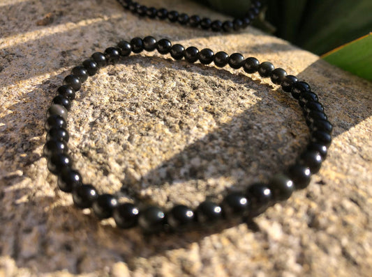 Boutique ésotérique en ligne - Bracelet en pierre Obsidienne (perles 04mm)