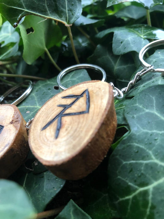 Boutique ésotérique en ligne - Porte Clés Rune Viking en bois symbole ENERGY