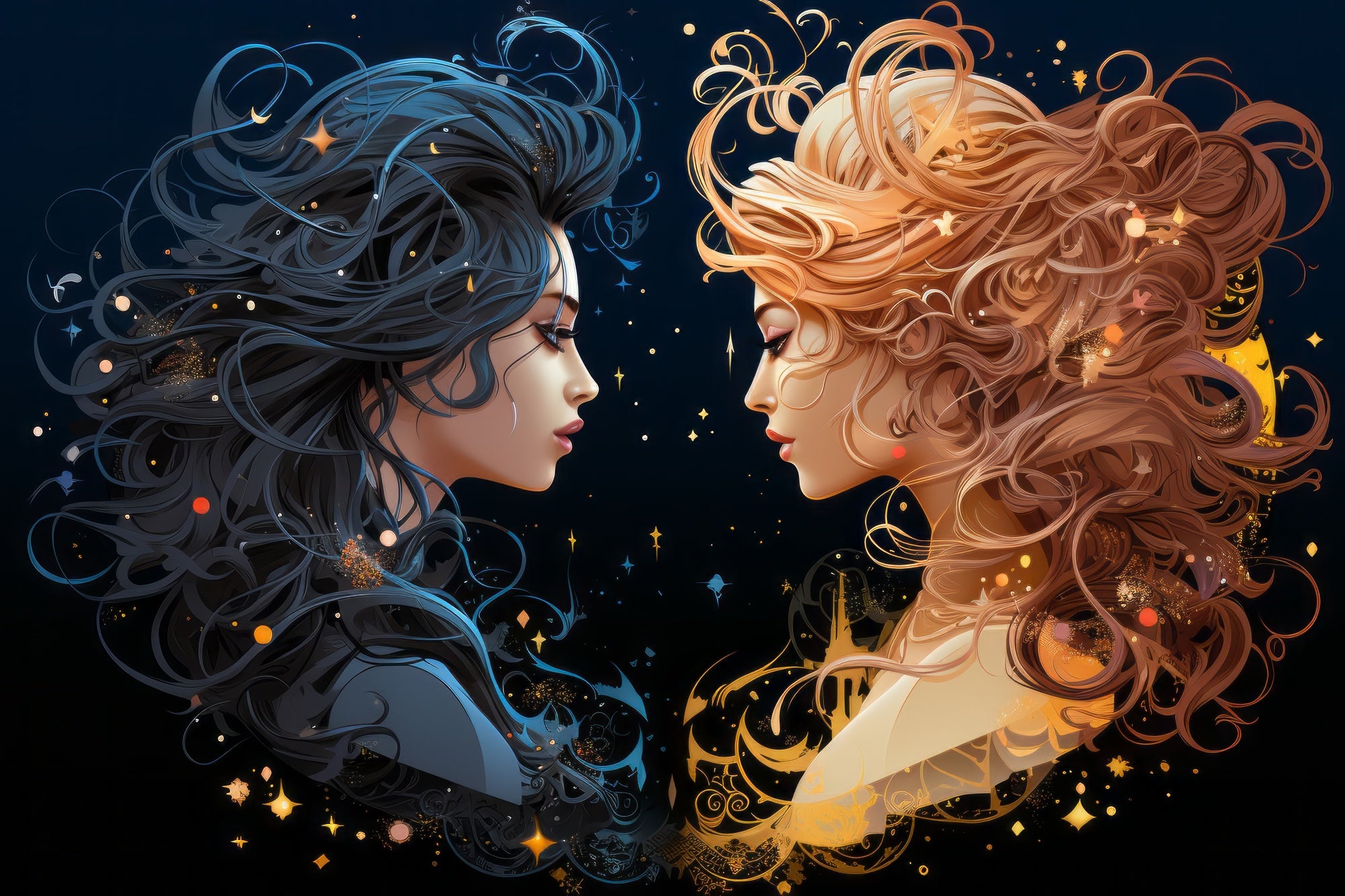 Boutique ésotérique en ligne - illustration de 2 femmes connectées spirituellement